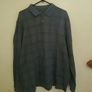 Long sleeve polo . Teal green plaid.